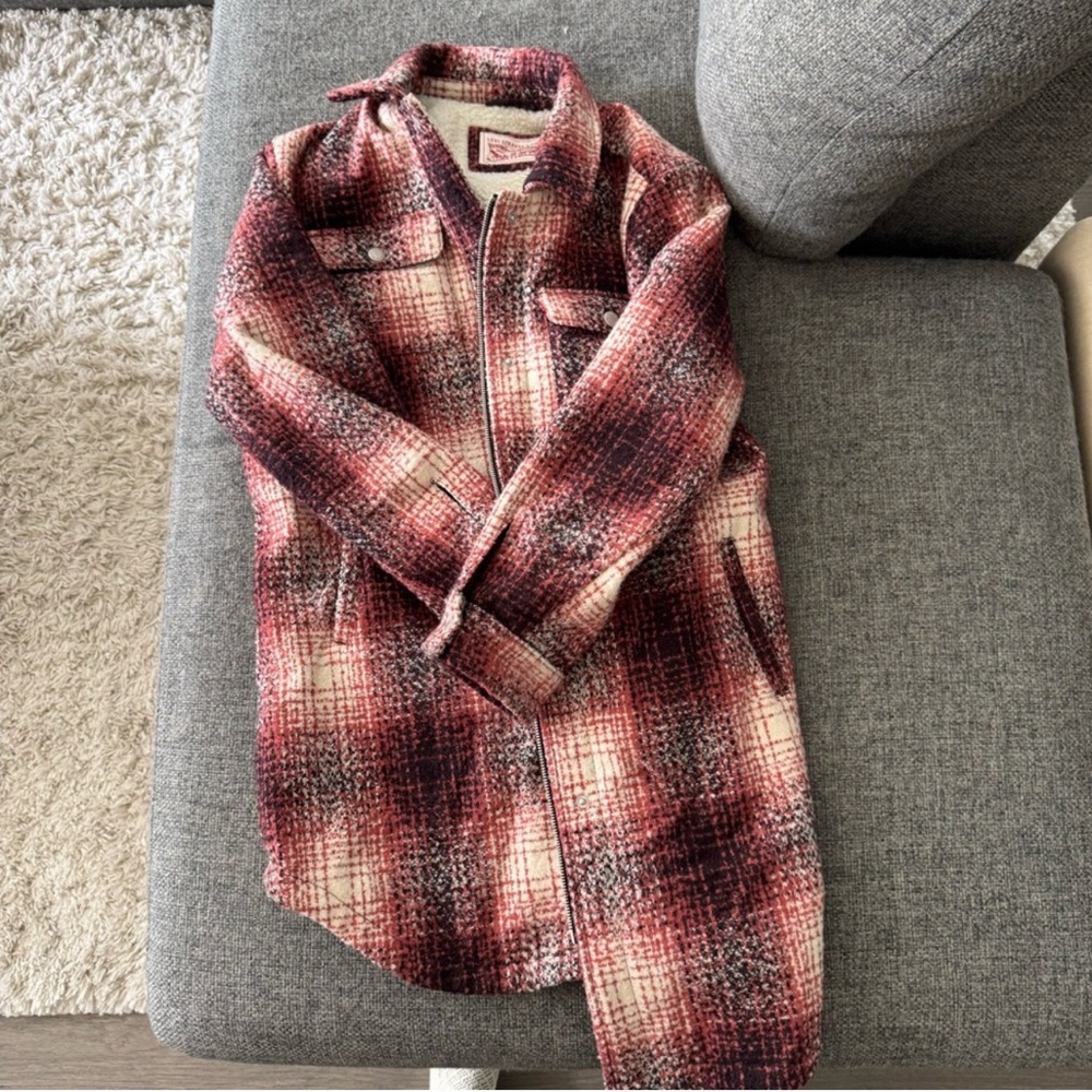 Plaid Women's Jacket in Red/Burgandy and Black
